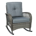 thumbnail image 2 of MEETWARM Outdoor Wicker Rocking Chair, Rattan Patio Rocker Chairs with Cushions and Steel Frame - Gray, 2 of 7
