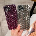thumbnail image 4 of Compatible with iPhone 13 Pro Max Case-6.7 Inch, Fashion 3D Woven Pattern Plating Phone Case, Grid Printed case for Women Girls Soft Silicone Shockproof Camera Protective Back Cover-Silver, 4 of 15