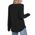 thumbnail image 4 of Waffle Knit Tunic Tops For Women Fall Long Sleeve Shirts Curved Hem Crew Neck Loose Fit Fashion Clothing Outfits Plus Size Casual Comfy Black S, 4 of 7