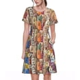 thumbnail image 1 of Lsque Robe Décontractée Imprimée Chiens Amusants pour Femmes T-Shirt Été Manches Courtes Col Rond Robes Évasées, 1 of 6