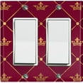 thumbnail image 1 of Metal Light Switch Plate Cover Elegant Yellow Crown Tufted Burgundy Damask DAM085, 1 of 13