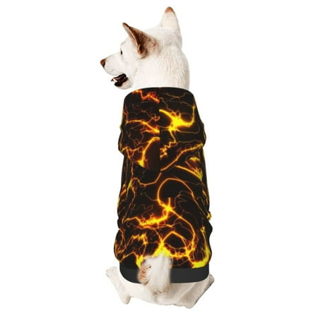 Haiem Orange Lightning for Winter Dog Hoodie Sweatshirts with Pockets Warm Dog Clothes for Small Dogs Chihuahua-X-Small