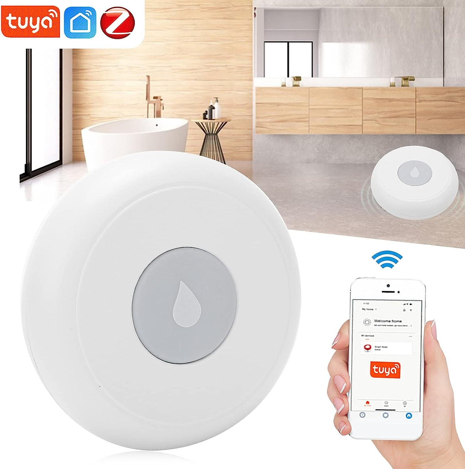 Zigbee Water Leak Sensor, Wireless Smart Water Leak Detector with App Alerts and Remote Monitor, Water Level Sensor Alarm for Home