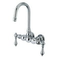 thumbnail image 2 of Water Creation  Chrome Classic 3 3/8-inch Center Wall Mount Tub Faucet with Gooseneck Spout and Straight Wall Connector Hot and Cold labeled porcelain, 2 of 5
