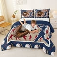 thumbnail image 3 of Feelyou Baseball Athlete Queen Comforter Set, US Flag Bedding Comforter Set, 3-Piece, 3 of 7
