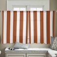 thumbnail image 4 of Burnt Orange Stripes Semi Sheer Curtains 54 Inch Length 2 Panels Set,Farmhouse White Simple Vertical Striped Sheer Kitchen Curtain Privacy Voile Window Curtain for Living Room Rod Pocket Drapes, 4 of 7