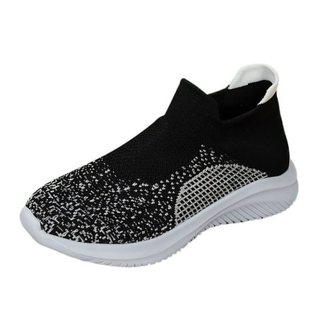 Fauean Slip on Sneakers Women Ladies Soft Sole Breathable Lightweight Shoes Hiking Shoes Black Size 39