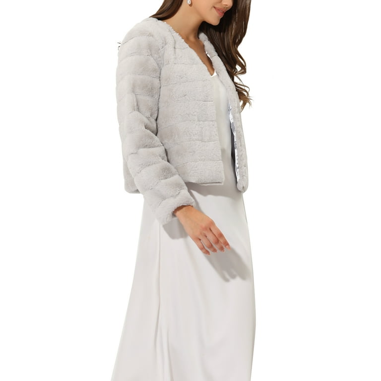 Long sleeve collarless fur coats hotsell