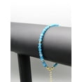 thumbnail image 5 of Apatite 5mm Coin Shape Faceted Cut Beads 7 inch Gold Plated Clasp Bracelet for men, women, unisex. Link Chain Stacking Bracelet.|LINK_00524, 5 of 7