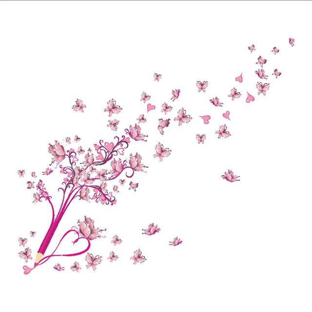 Pencil Butterfly Flower Backround Walls Stickers for Living Room Sticker PVC Bedroom Shop