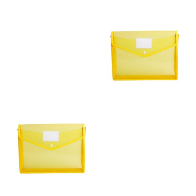 Bearachild B5 Sobres de plástico grueso Carpetas de archivos transparentes con etiqueta Bolsillo Cierre a presión Bolsa Monedero Bolsa Escuela Amarillo 2piezas