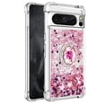 thumbnail image 2 of Funda para Google Pixel 8 Pro 5G con Brillo Líquido Flotante, Purpurina, Parachoques y Anillo Giratorio Soporte, 2 of 5