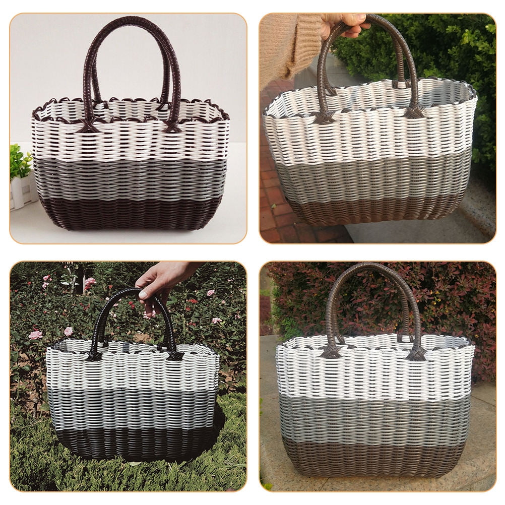 BESTYASH Plastic Hand Woven Storage Basket for Bathroom, Multi-Purpose Organizer, and Stylish, 1 Piece