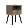 thumbnail image 3 of Topcobe Minimalist Night Stand for Bedroom Living Room w/ Splayed Legs, 2 Pack Modern Design Lamp Table for Home Office Hotel, Portable Bedside End Table for Dorm Small Spaces w/ Shelf & Drawer, Brown, 3 of 11