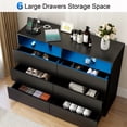 thumbnail image 4 of 6 Drawer Black Led Dresser Built-in Charging Station, Modern Double Dresser with Open Storage Shelf, Clothes Organizer Cabinet for Bedroom, Living Room, and Closet, 4 of 10