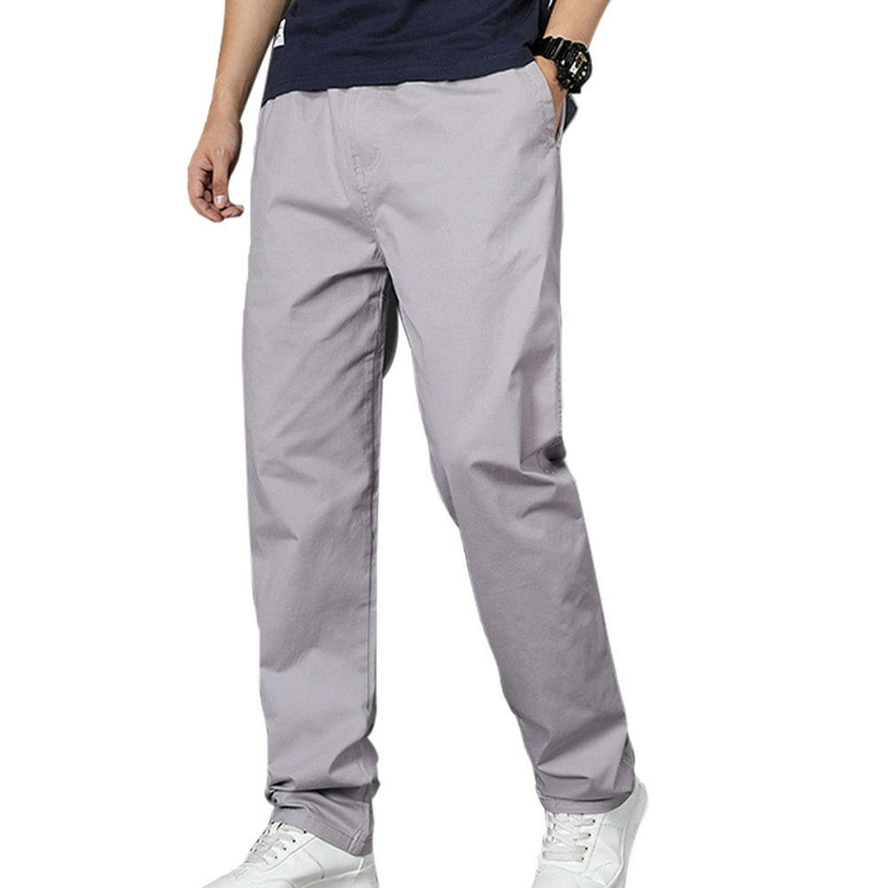 UKAP - UKAP Mens Stretch Cargo Pants Elastic Waist Classic Fit Cotton Chino Pant Boys Casual