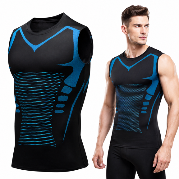 Fitness Top, Summer Men's Tight Quick-Dry Shirt, Sleeveless Sweat-Absorbing Quick-Dry T-Shirt (Black Sleeveless L)