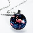 thumbnail image 2 of Flamingo Glass Circular Pendant Necklace - Stylish Womens Necklaces ?, 2 of 5