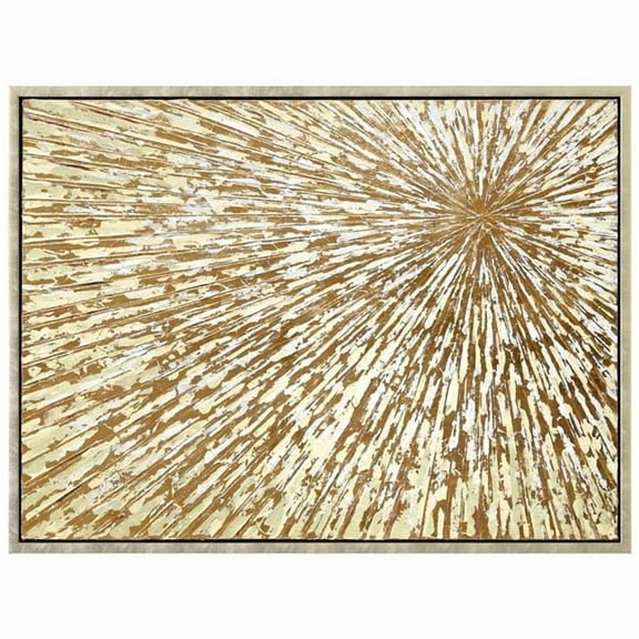 Radiant Burst Metallic Hand Painted Framed Canvas Wall Art with Gold Foil