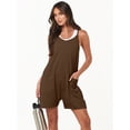 thumbnail image 4 of ANRABESS Summer Jumpsuits for Women 2026 Casual Adjustable Spaghetti Strap Rompers for Women Outfits Sleeveless Loose Shorts Overalls with Pockets Coffee L, 4 of 9