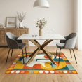 thumbnail image 3 of ODIKA 5'x7' Washable Area Rug Non-Slip, Low Pile, Stain Resistant Teal Retro Funky Abstract Face Mid-Century Line Art with Bold Border for Guest Room, Lounge, Apartment, 3 of 7