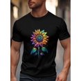 thumbnail image 3 of Camisetas de girasoles de granja para hombre, camisetas de manga corta para hombre, camisetas de cuello redondo con arte floral abstracto para hombre, camisetas para hombre, negro-S, 3 of 8