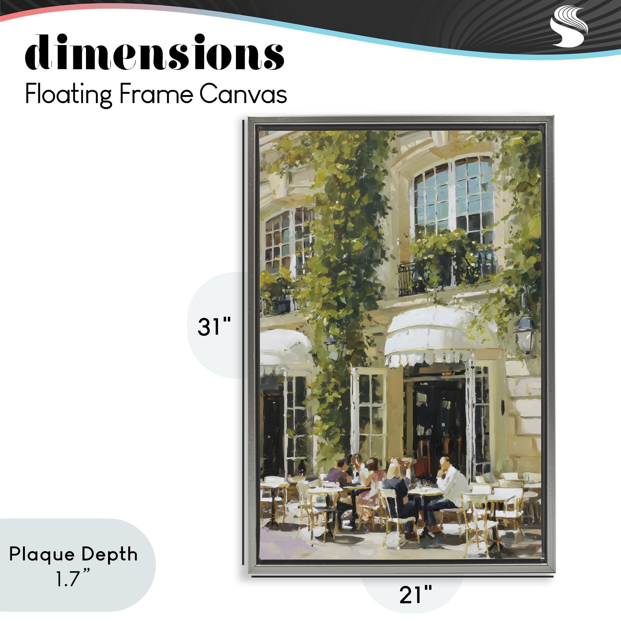 Stupell Industries Cafe Terrace with Ivy Gray Framed Floater Canvas Wall Art, design by Petal Prints Design