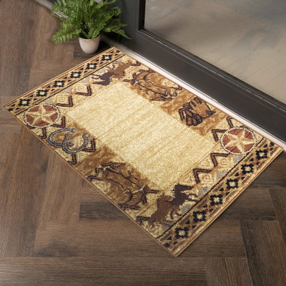 Durable Area Rugs Polypropylene 2x3 Beige Southwest Accent for Home
