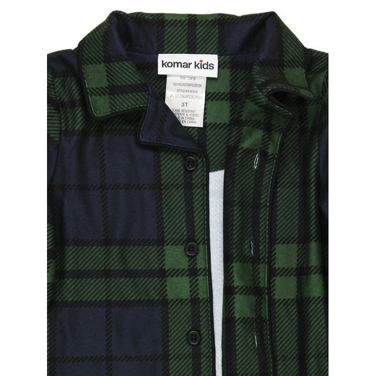 Kid's Flannel Pajama Set in Forest Green