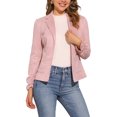 thumbnail image 4 of Inspire Chic Conjunto de Blazer para Mujer de Ante Sintético con Botones, Casual, Abierto al Frente, con Cinta Ajustable, de Manga Larga, Talla XL, Color Rosa, 4 of 5