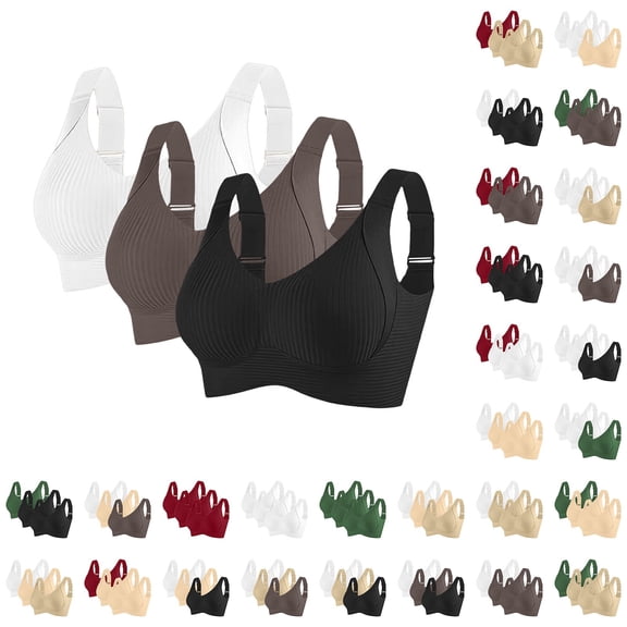 3 Pack Seamless Bra for Women JIANLAI No Show Padded Wirefree Full Coverage Comfortable Bras with Support and Lift