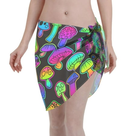 Ocsxa Bright Mushrooms Print Sarong Coverups For Women Bathing Suit Wrap Swimsuit Skirt Beach Bikini Cover Up Swimwear