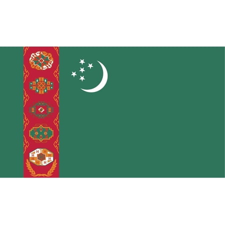 2-Pack Turkmenistan Flag Decal Sticker | 5-Inches By 3-Inches | Laminated Vinyl Decal | PDS555