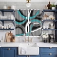 thumbnail image 2 of Turquoise Geometric Kitchen Curtains 63 Inch Length, Grey Classic Abstract Lines Striped Grommet Top Bedroom Living Room Curtains, Light Filtering Cafe Curtain Drapes 2 Panels Set 84''x63'', 2 of 9