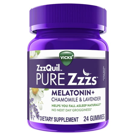 Vicks ZzzQuil Pure Zzzs Melatonin Sleep Aid Gummies, Dietary Supplement, 24 Ct