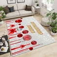 thumbnail image 2 of Red Bow Silver White Chandelier Area Rugs, Merry Christmas English Indoor Non-Slip Kids Rugs, Machine Washable Breathable Durable Carpet for Teen Room Home Decor 3'x4', 2 of 6