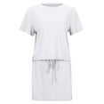 thumbnail image 5 of DHFJKG Womens Summer 2 Piece Outfits Casual Skirt Sets Short Sleeve Basic Tee Shirt And Drawstring Mini Skirts Matching Jogger Set Soft Outfit, 5 of 8