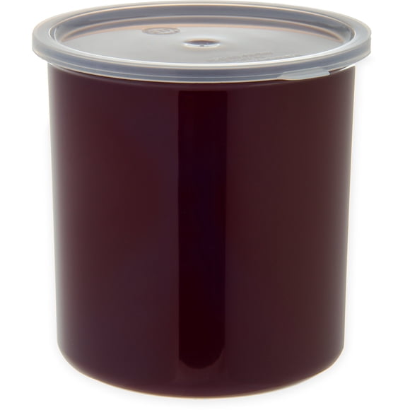 Carlisle FoodService Products Classic Round Storage Container Crock with Lid for Kitchen, Restaurants, Home, Plastic, 2.7 Quarts, Brown