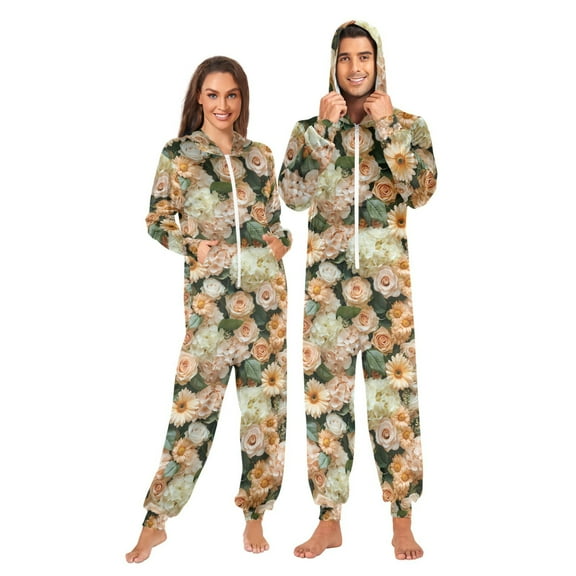 joogoo Vintage Roses Flowers-i6 Unisex Adults Onesies Pajamas Jumpsuits L