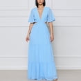thumbnail image 1 of Robe d'Été pour Femmes 2024 Mode Grande Taille Manches Courtes Col en V Douce Confortable Longue Robe 50 % de Réduction Liquidation!, 1 of 9