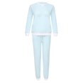 thumbnail image 4 of Pijamas, Triángulo en contraste Pijamas de jersey largo/Ropa de salón Suzicca Azul claro S, 4 of 7