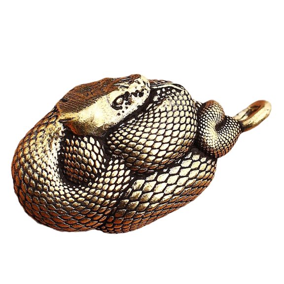 LABELEPH Miniature Snake Figurine 1Pcs Golden Brass Keychain Cute Carving Hanging Pendant