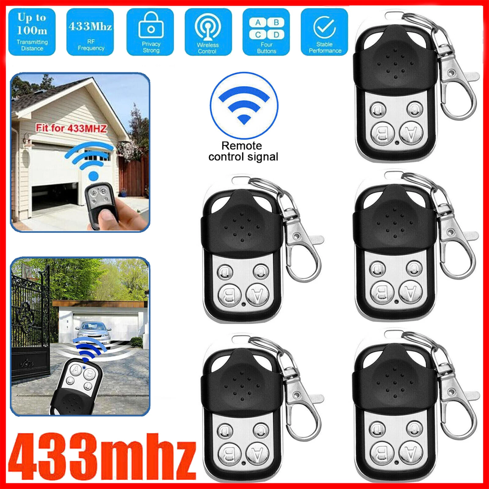 Apri Porta Garage 433,92 MHz Hansender, 2 Porte Da Garage Telecomando - Foto 5