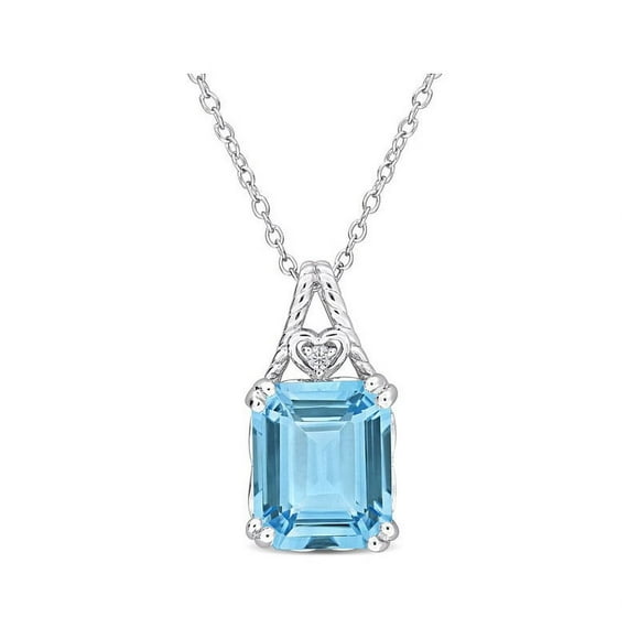 7 1/2 Carat (ctw) Blue Topaz Pendant Necklace in Sterling Silver with Chain