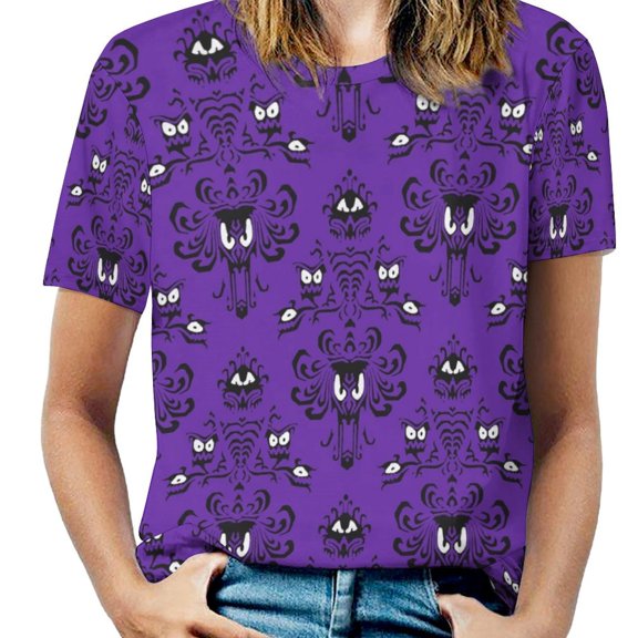 Haunted Mansion Lotus Leaf Neck T-Shirt Long Sleeve Women'S T Shirt Elegant Fashion Tops & Tees