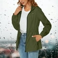 thumbnail image 2 of Windbreaker Jacket Women Plus Size New Womens Rain Jacket Packable Fashion Lightweight Outdoor Climbing Coat with Hood Casual Waterproof Outerwear Army Green XXL, 2 of 8