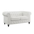 thumbnail image 4 of Emery Chesterfield Leather Loveseat, Small Sofa with Rolled Arms and Tufted Cushions for Small Spaces, Easy Assembly-Color:White,Material:Faux Leather, 4 of 11