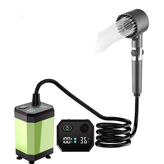 Portable Shower for Camping, 6000/12000mAh Rechargeable Camping Shower with Intelligent Digital Display, Camping Shower Pump with Power Display for Hiking Travel Car Pet Green6000mAh(green)