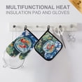 thumbnail image 4 of Yayeee Oven Mitts and Pot Holder Set of 4 Heat Resistant Kitchen Gloves Baking Hot Pad, Red Goldfish, 4 of 5