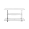 thumbnail image 4 of White Oak/Chrome TV Stand with 3-Tier Shelving and Wooden Construction, 4 of 6